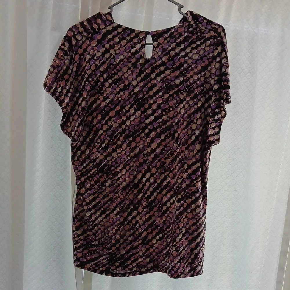 Worthington Purple and Blush Dot Cowl-Neck Blouse - Picture 5 of 8